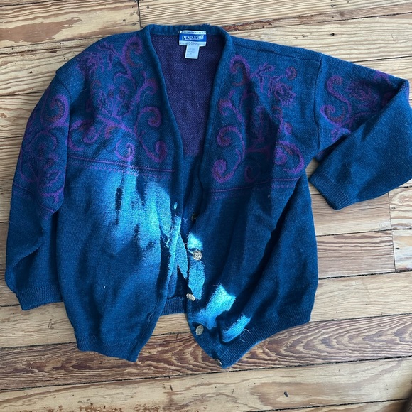 Pendleton Sweaters - Pendleton Teal and Violet Women's Cardigan